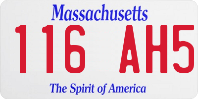 MA license plate 116AH5