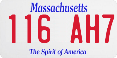 MA license plate 116AH7