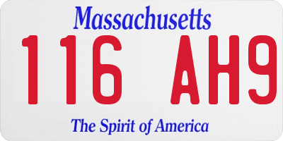 MA license plate 116AH9