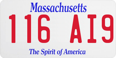 MA license plate 116AI9
