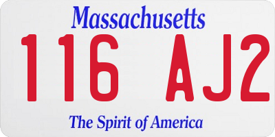 MA license plate 116AJ2