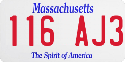 MA license plate 116AJ3