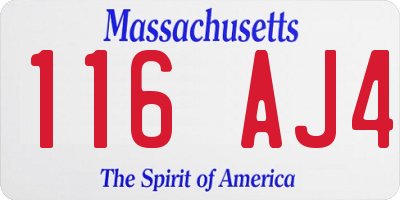 MA license plate 116AJ4