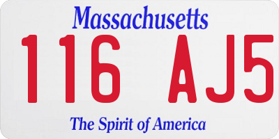 MA license plate 116AJ5