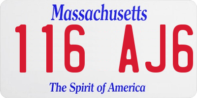MA license plate 116AJ6
