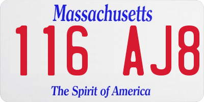 MA license plate 116AJ8