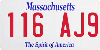 MA license plate 116AJ9