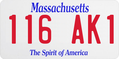 MA license plate 116AK1