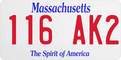 MA license plate 116AK2