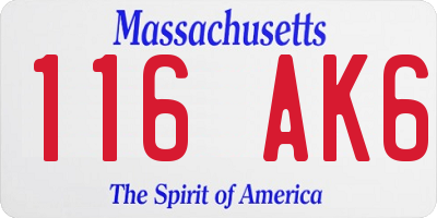 MA license plate 116AK6