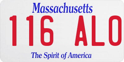 MA license plate 116AL0