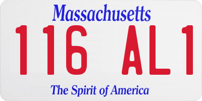 MA license plate 116AL1