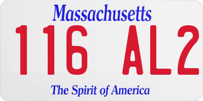 MA license plate 116AL2