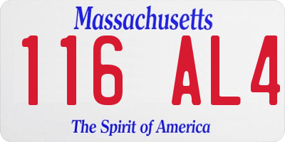 MA license plate 116AL4