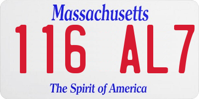 MA license plate 116AL7