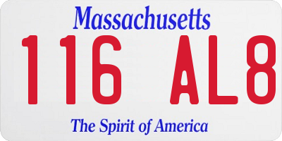 MA license plate 116AL8
