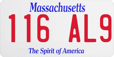 MA license plate 116AL9