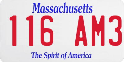 MA license plate 116AM3