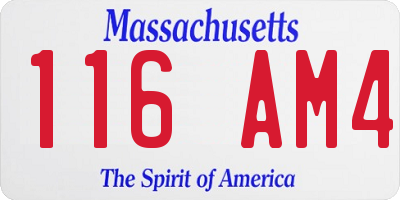 MA license plate 116AM4