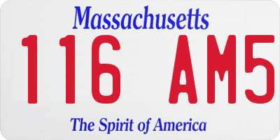 MA license plate 116AM5