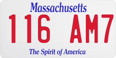 MA license plate 116AM7