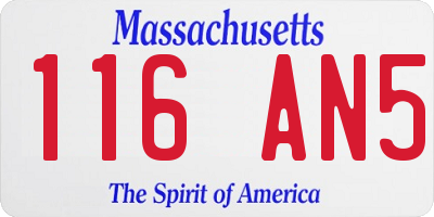MA license plate 116AN5