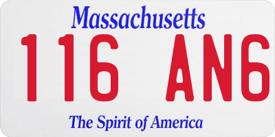MA license plate 116AN6