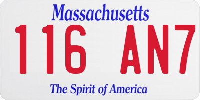 MA license plate 116AN7