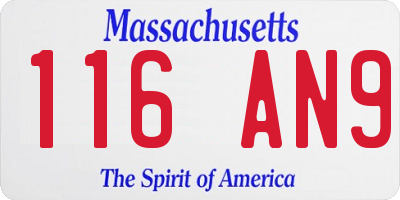 MA license plate 116AN9