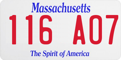 MA license plate 116AO7