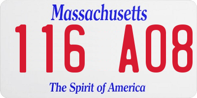 MA license plate 116AO8
