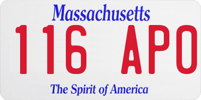 MA license plate 116AP0