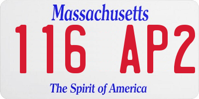 MA license plate 116AP2