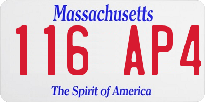 MA license plate 116AP4