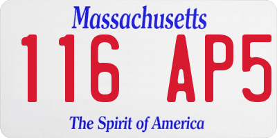 MA license plate 116AP5