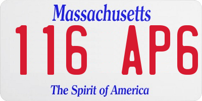 MA license plate 116AP6