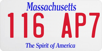 MA license plate 116AP7