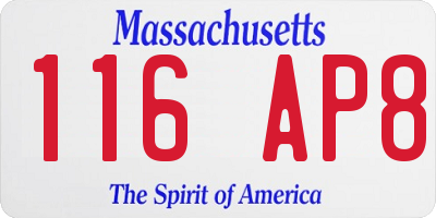 MA license plate 116AP8