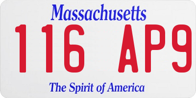MA license plate 116AP9