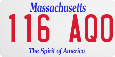 MA license plate 116AQ0