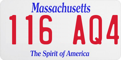 MA license plate 116AQ4