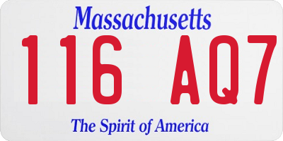 MA license plate 116AQ7