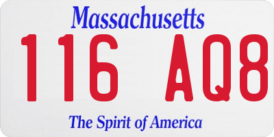 MA license plate 116AQ8