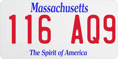 MA license plate 116AQ9