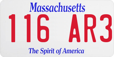 MA license plate 116AR3