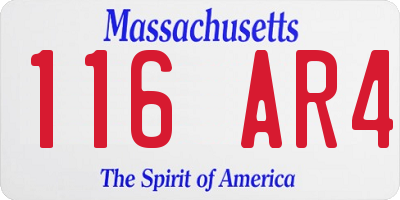 MA license plate 116AR4