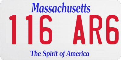 MA license plate 116AR6