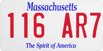 MA license plate 116AR7