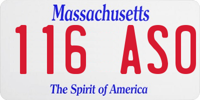 MA license plate 116AS0