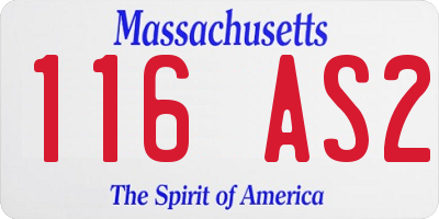 MA license plate 116AS2